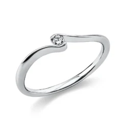 Solitär Ring Damenring aus 585 Gold Weißgold mit Diamant Brillant 0,05 Ct.