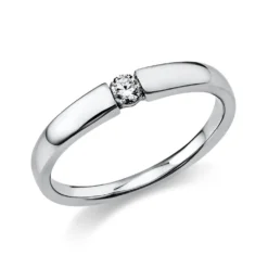 Solitär Ring Damenring aus 585 Gold Weißgold mit Diamant Brillant 0,10 Ct.