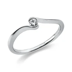 Solitär Ring Damenring aus 750 Gold Weißgold mit Diamant Brillant 0,10 Ct.