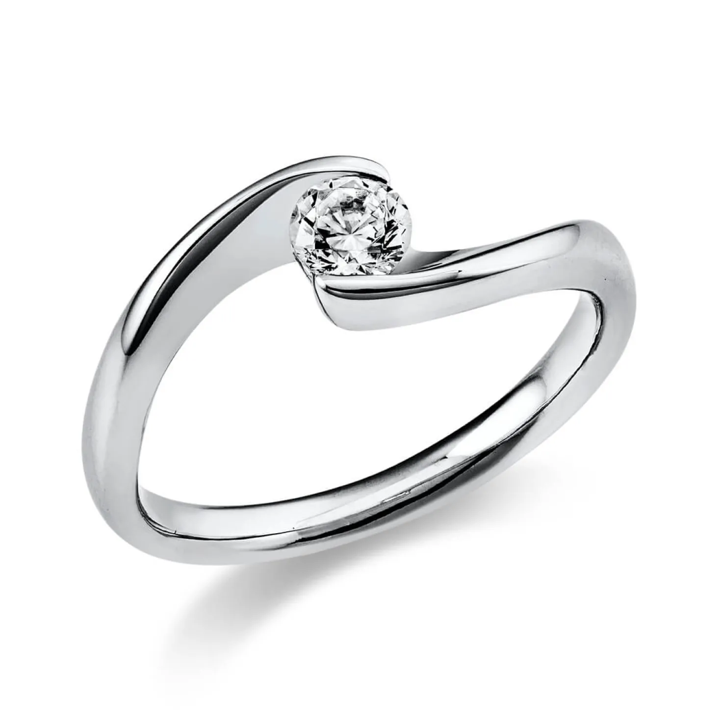 Solitär Ring Damenring aus 750 Gold Weißgold mit Diamant Brillant 0,25 Ct.
