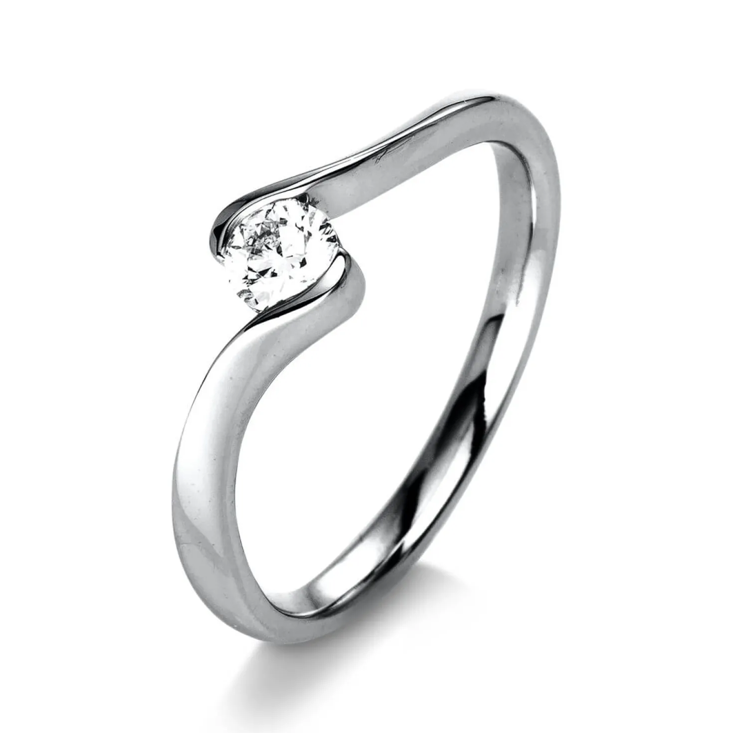 Solitär Ring Damenring aus 750 Gold Weißgold mit Diamant Brillant 0,25 Ct.