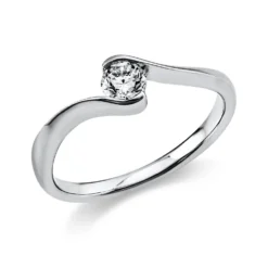 Solitär Ring Damenring aus 750 Gold Weißgold mit Diamant Brillant 0,25 Ct.
