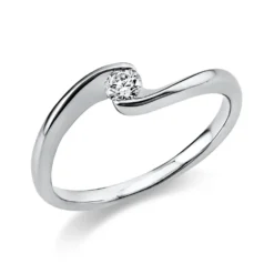 Solitär Ring Damenring aus 585 Gold Weißgold mit Diamant Brillant 0,15 Ct.