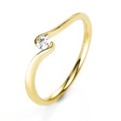 Solitär Ring Damenring aus 585 Gold Gelbgold mit Diamant Brillant 0,10 Ct.