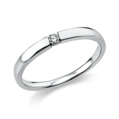 Solitär Ring Damenring aus 750 Gold Weißgold mit Diamant Brillant 0,06 Ct.