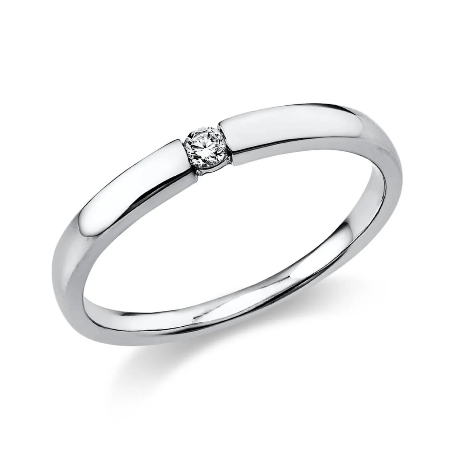 Solitär Ring Damenring aus 750 Gold Weißgold mit Diamant Brillant 0,06 Ct.