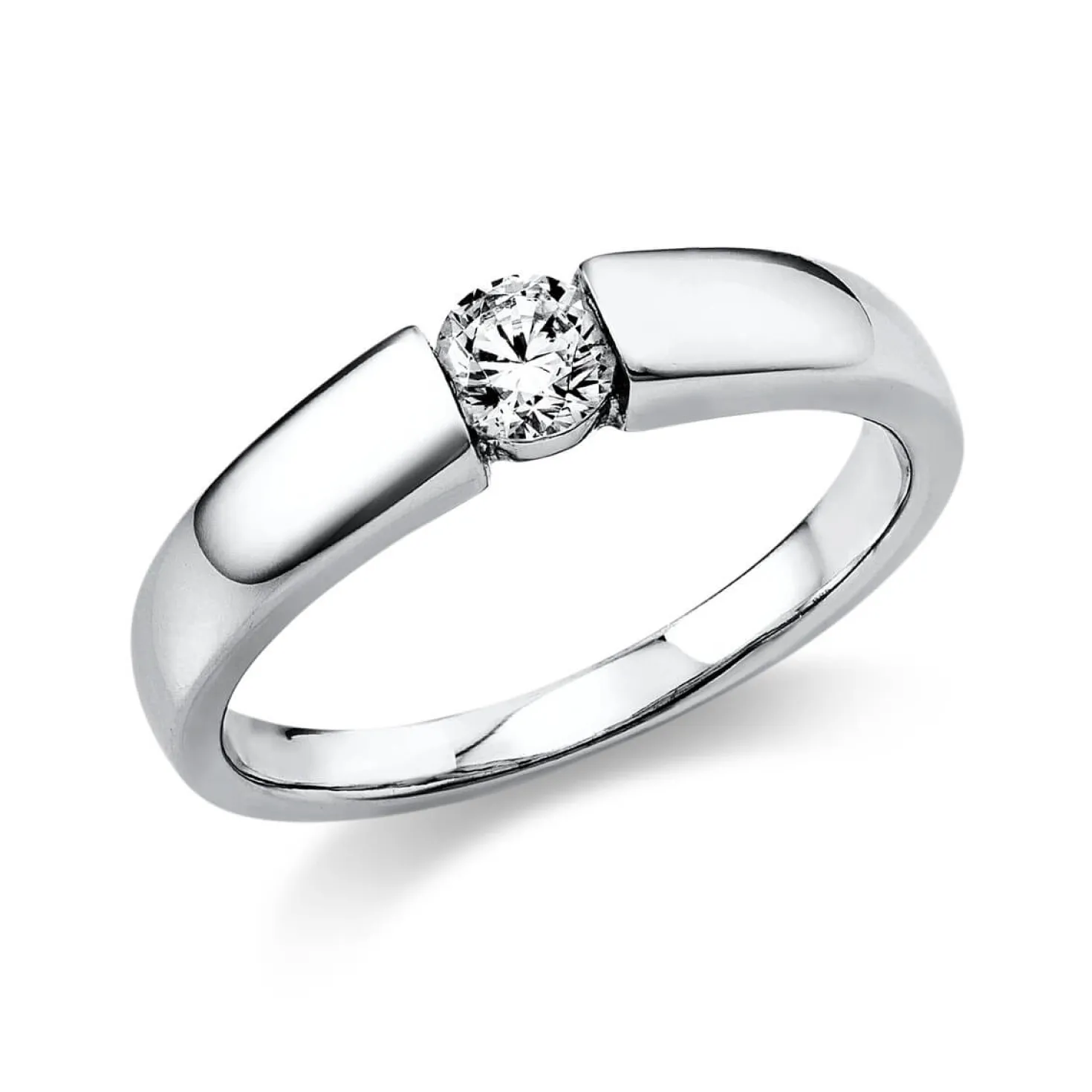 Solitär Ring Damenring aus 585 Gold Weißgold mit Diamant Brillant 0,25 Ct.