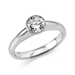 Solitär Ring Damenring aus 585 Gold Weißgold mit Diamant Brillant 0,70 Ct. Zarge