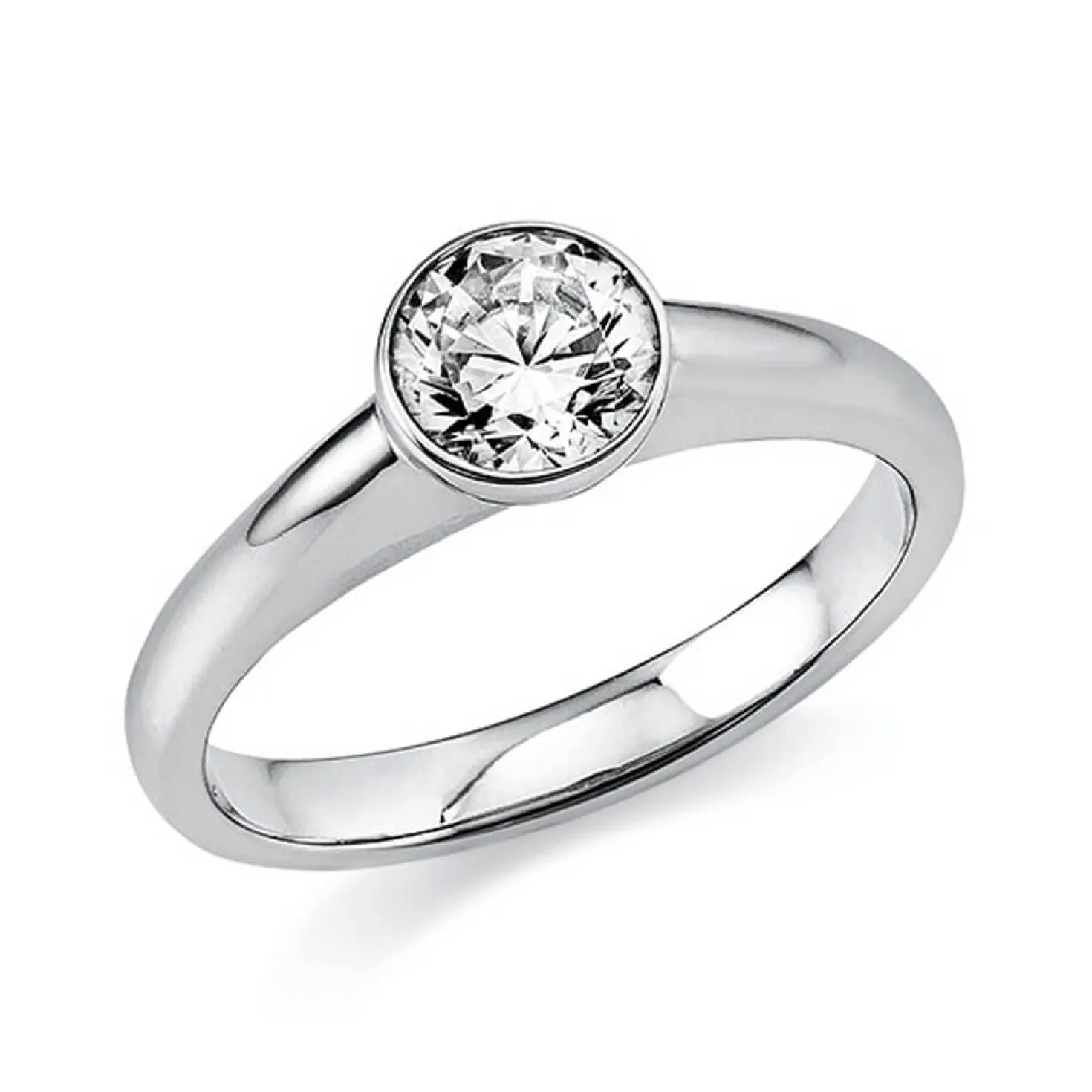 Solitär Ring Damenring aus 585 Gold Weißgold mit Diamant Brillant 0,70 Ct. Zarge