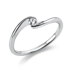 Solitär Ring Damenring aus 750 Gold Weißgold mit Diamant Brillant 0,10 Ct.