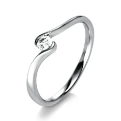 Solitär Ring Damenring aus 750 Gold Weißgold mit Diamant Brillant 0,15 Ct.