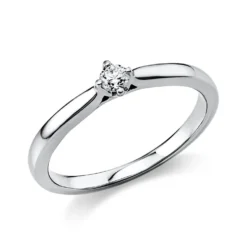 Solitär Ring Damenring aus 950 Platin mit Diamant Brillant 0,10 Ct. 4er-Krappe