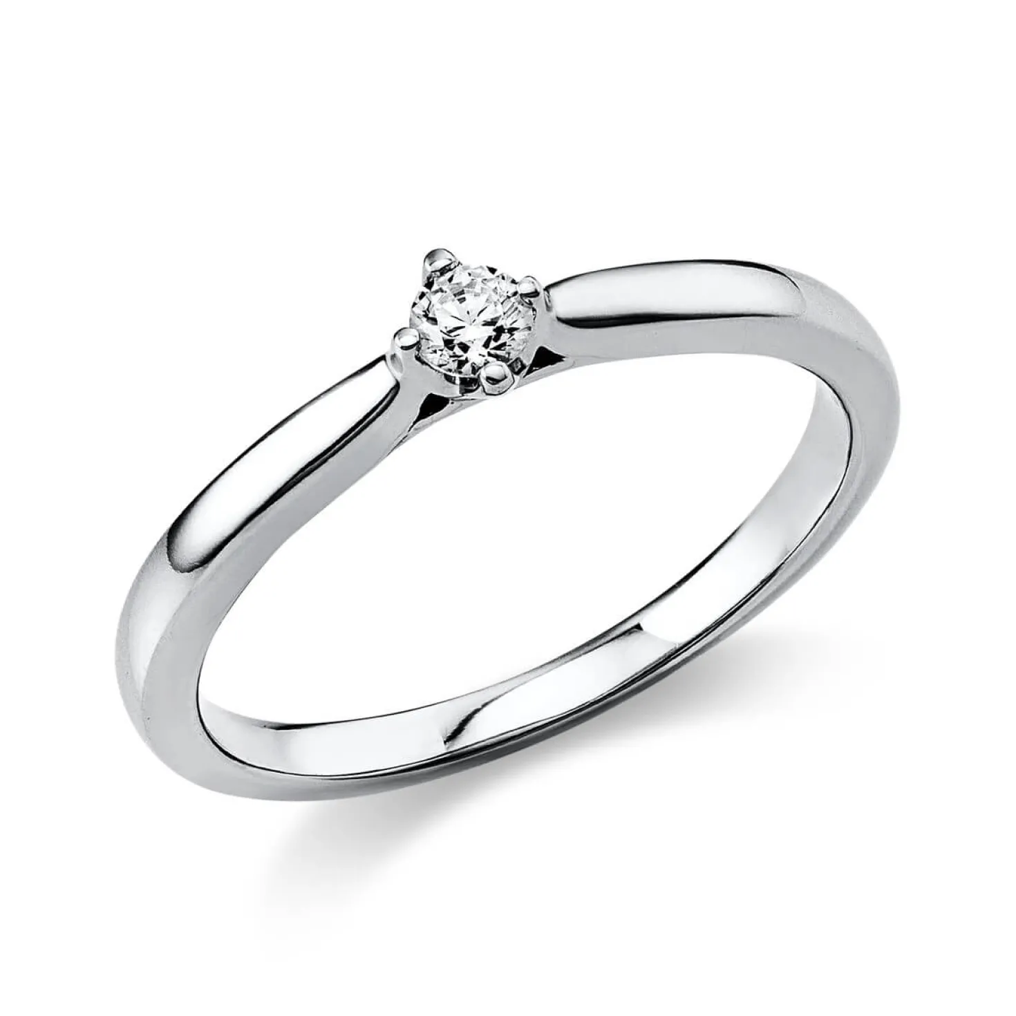 Solitär Ring Damenring aus 950 Platin mit Diamant Brillant 0,10 Ct. 4er-Krappe