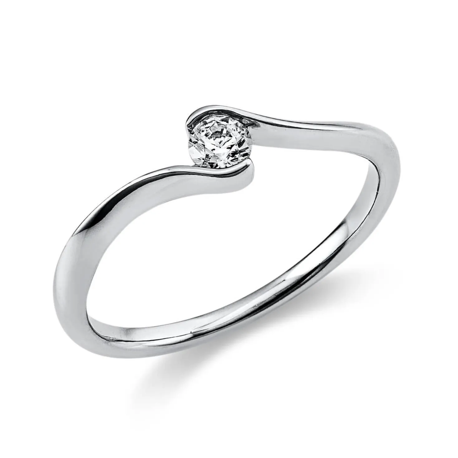 Solitär Ring Damenring aus 950 Platin mit Diamant Brillant 0,15 Ct.
