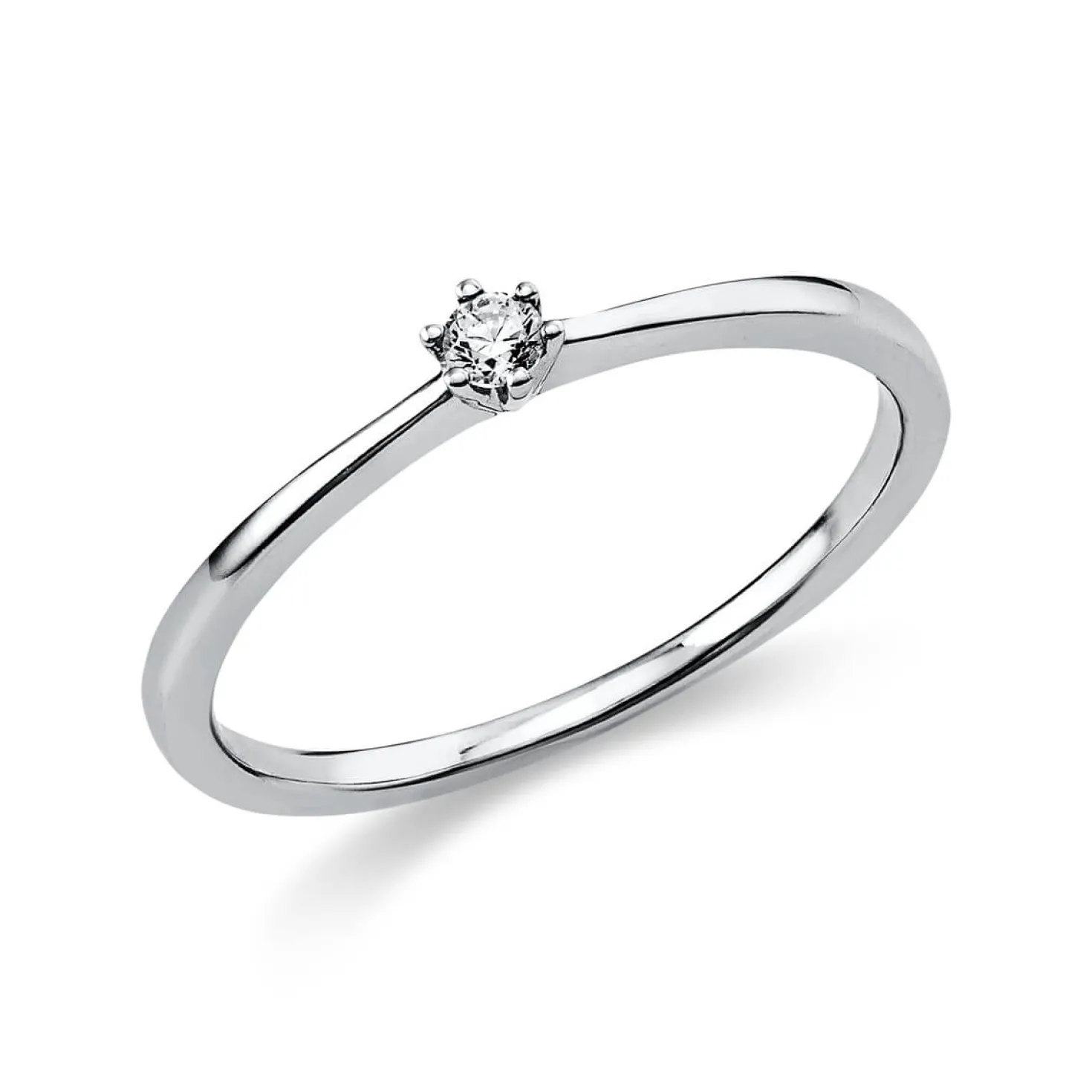 Solitär Ring Damenring aus 950 Platin mit Diamant Brillant 0,05 Ct 6er-Krappe