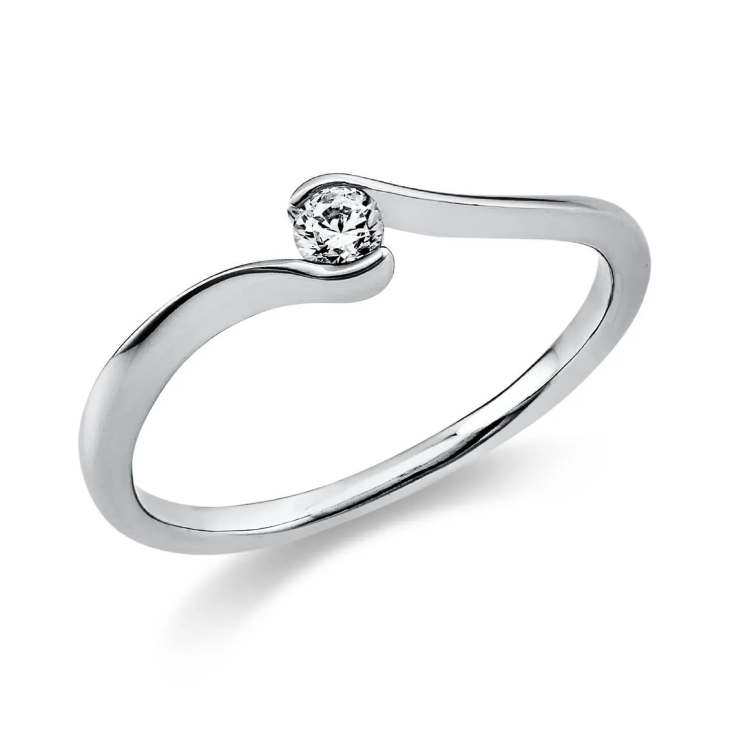 Solitär Ring Damenring aus 950 Platin mit Diamant Brillant 0,10 Ct.