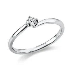Solitär Ring Damenring aus 950 Platin mit Diamant Brillant 0,15 Ct.