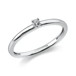 Solitär Ring Damenring aus 950 Platin mit Diamant Brillant 0,05 Ct 4er-Krappe