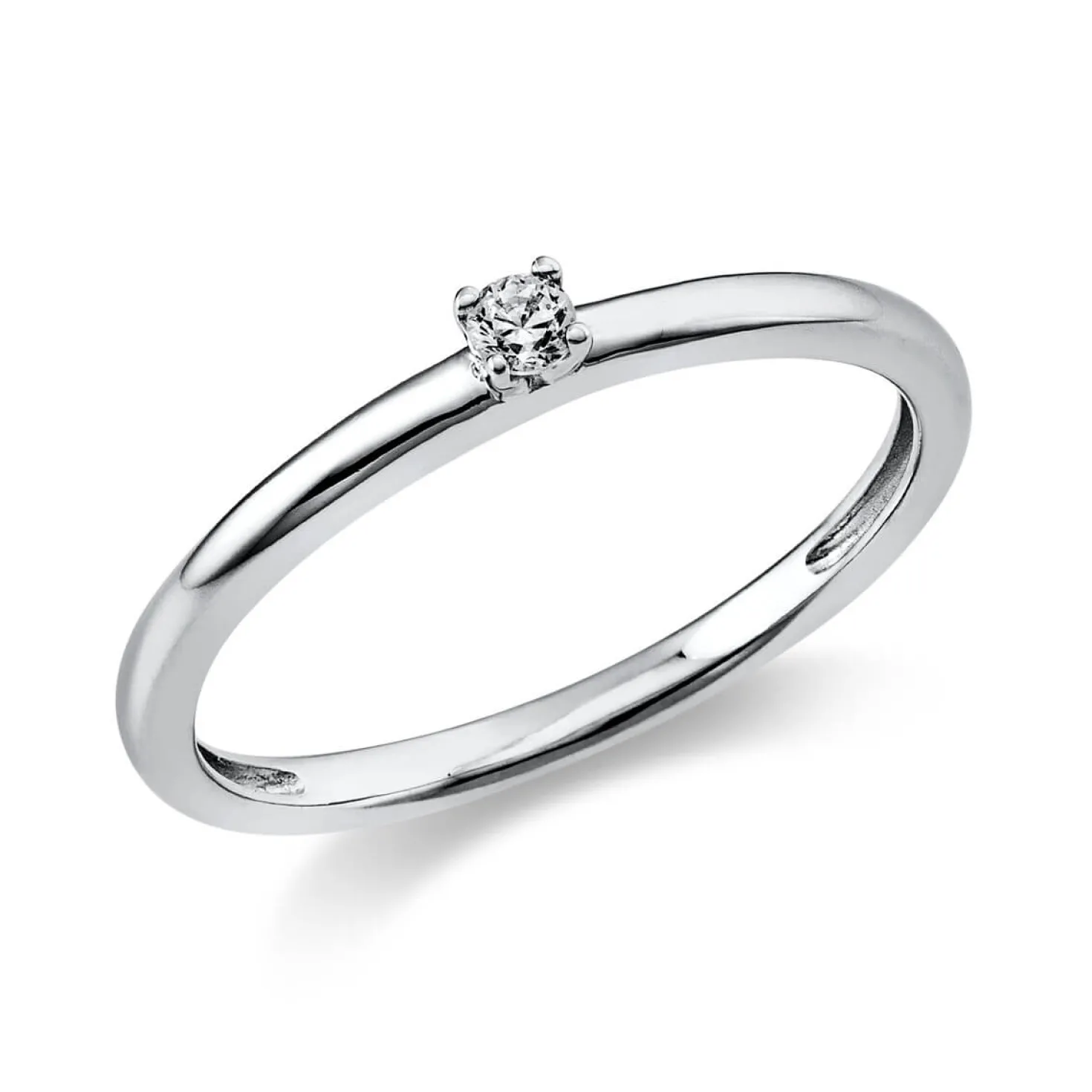 Solitär Ring Damenring aus 950 Platin mit Diamant Brillant 0,05 Ct 4er-Krappe