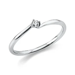 Solitär Ring Damenring aus 950 Platin mit Diamant Brillant 0,05 Ct 4er-Krappe