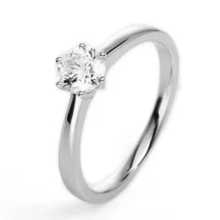Solitär Ring Damenring aus 950 Platin mit Diamant Brillant 0,40 Ct. 6er-Krappe