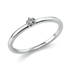 Solitär Ring Damenring aus 950 Platin mit Diamant Brillant 0,05 Ct 6er-Krappe