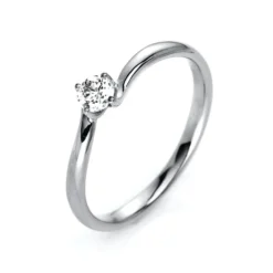 Solitär Ring Damenring aus 950 Platin mit Diamant Brillant 0,20 Ct. 4er-Krappe
