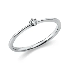 Solitär Ring Damenring aus 950 Platin mit Diamant Brillant 0,05 Ct 6er-Krappe