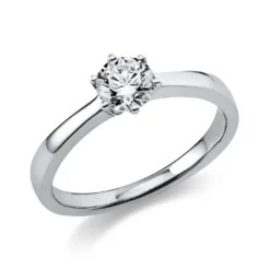 Solitär Ring Damenring aus 950 Platin mit Diamant Brillant 0,50 Ct. 6er-Krappe