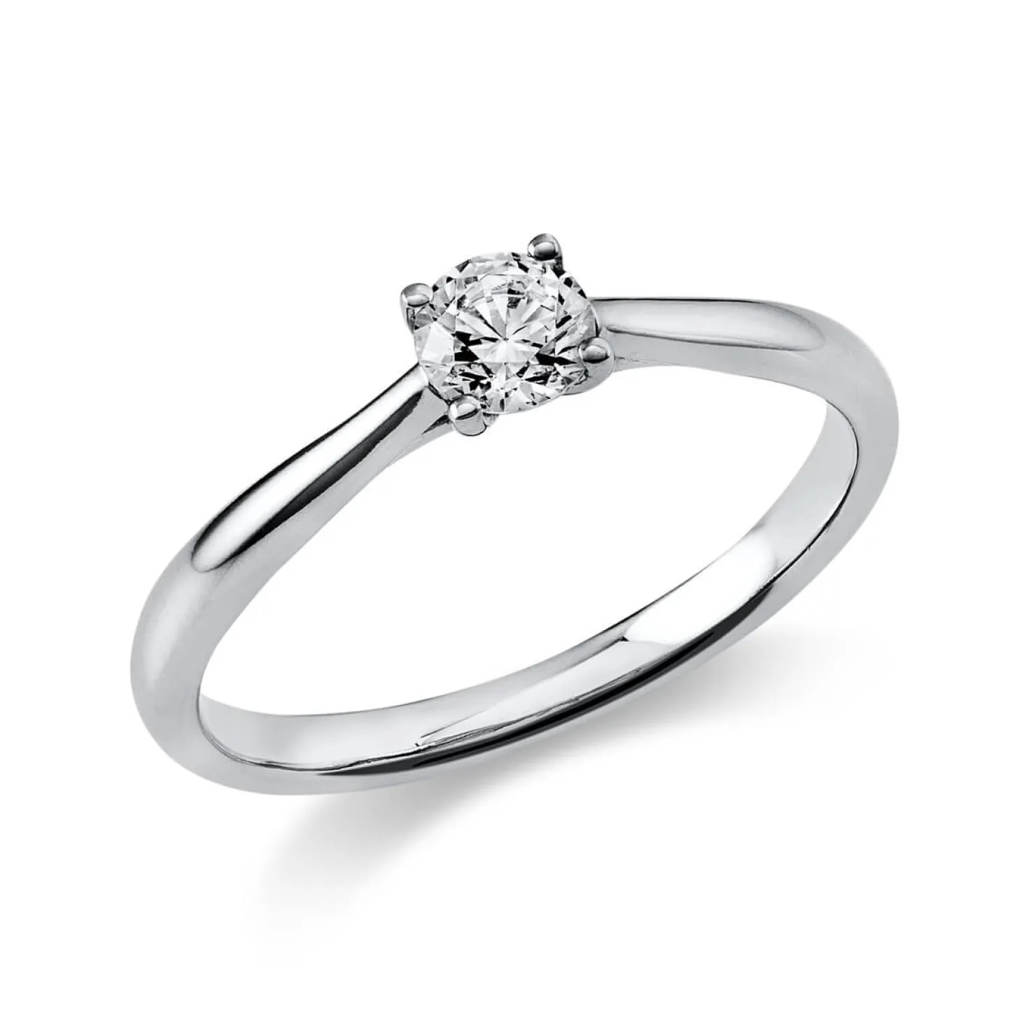 Solitär Ring Damenring aus 950 Platin mit Diamant Brillant 0,30 Ct. 4er-Krappe