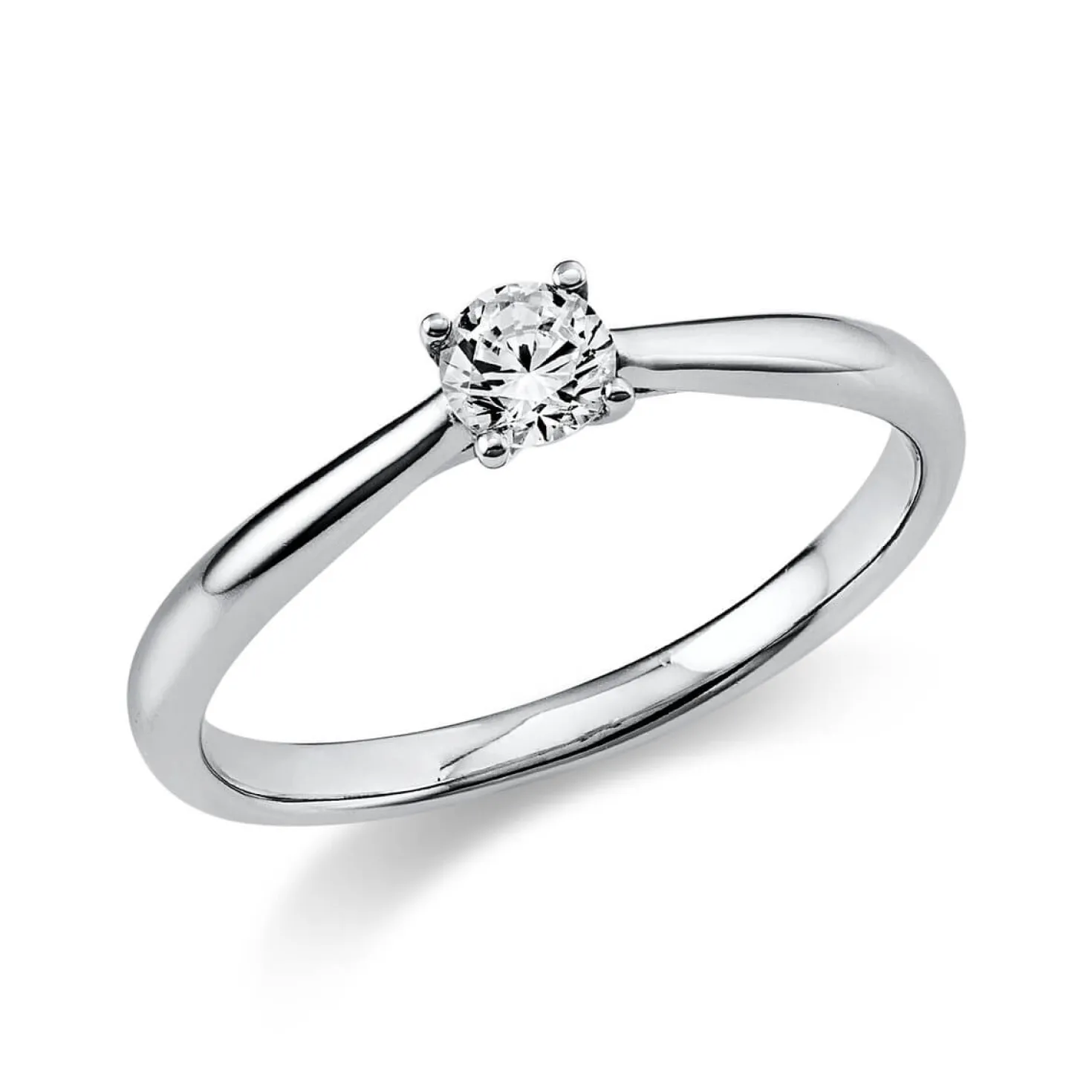 Solitär Ring Damenring aus 950 Platin mit Diamant Brillant 0,20 Ct. 4er-Krappe