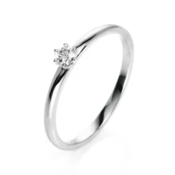 Solitär Ring Damenring aus 950 Platin mit Diamant Brillant 0,10 Ct. 6er-Krappe