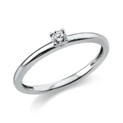 Solitär Ring Damenring aus 950 Platin mit Diamant Brillant 0,10 Ct. 4er-Krappe