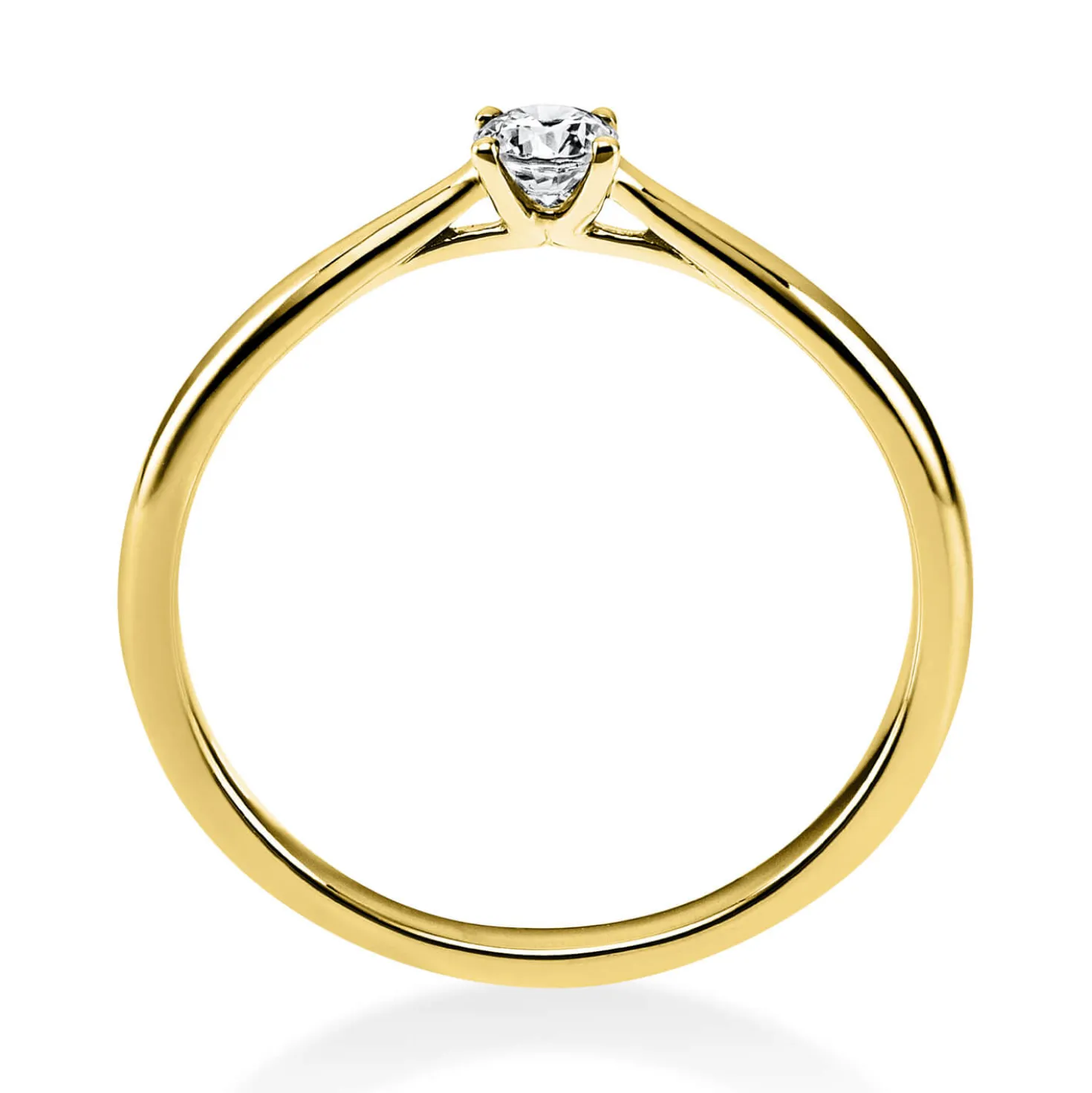 Solitär Ring Damenring 585 Gold Gelbgold mit Diamant Brillant 0,15 Ct 4er-Krappe