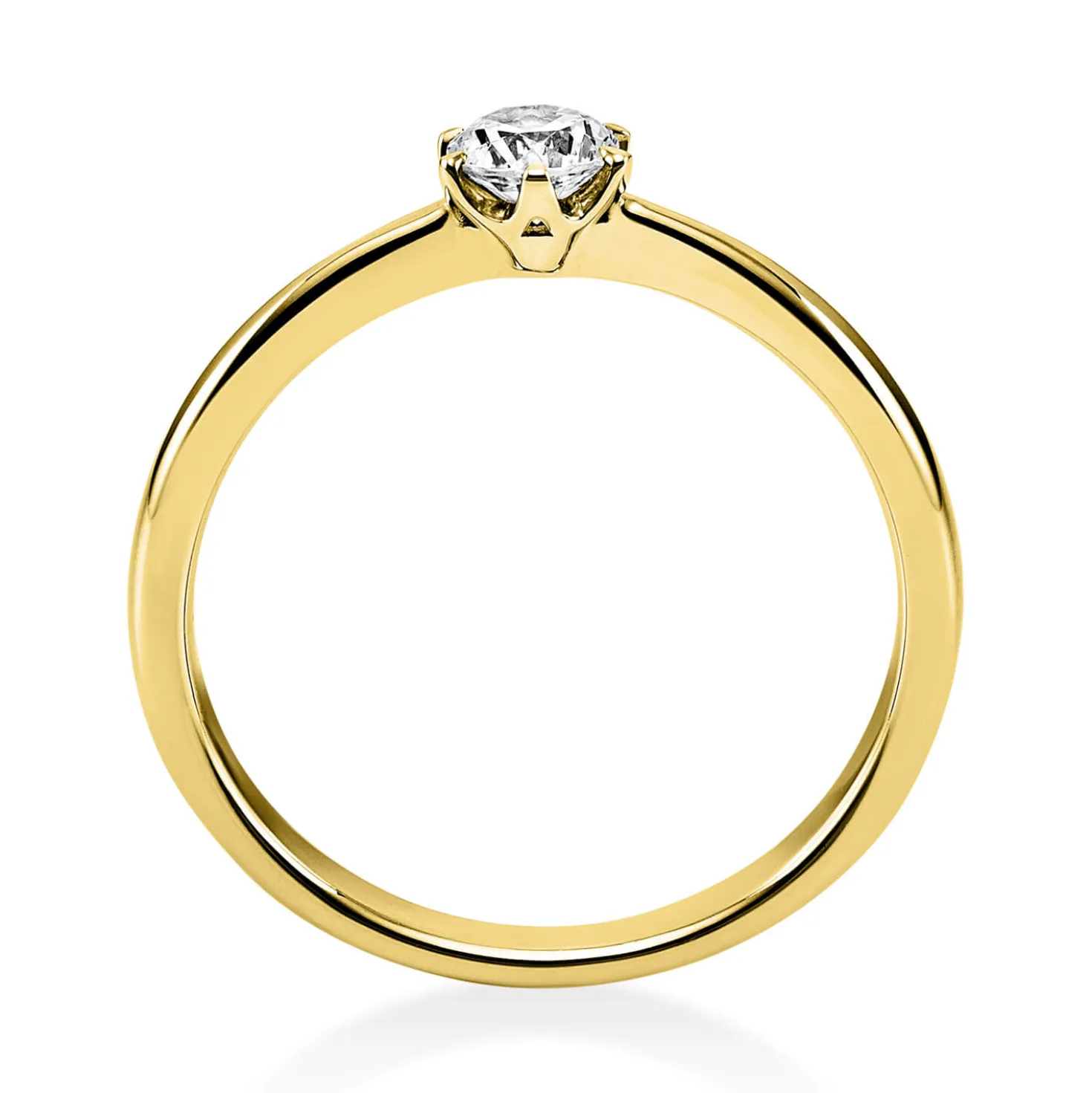 Solitär Ring Damenring 750 Gold Gelbgold mit Diamant Brillant 0,25 Ct 6er-Krappe