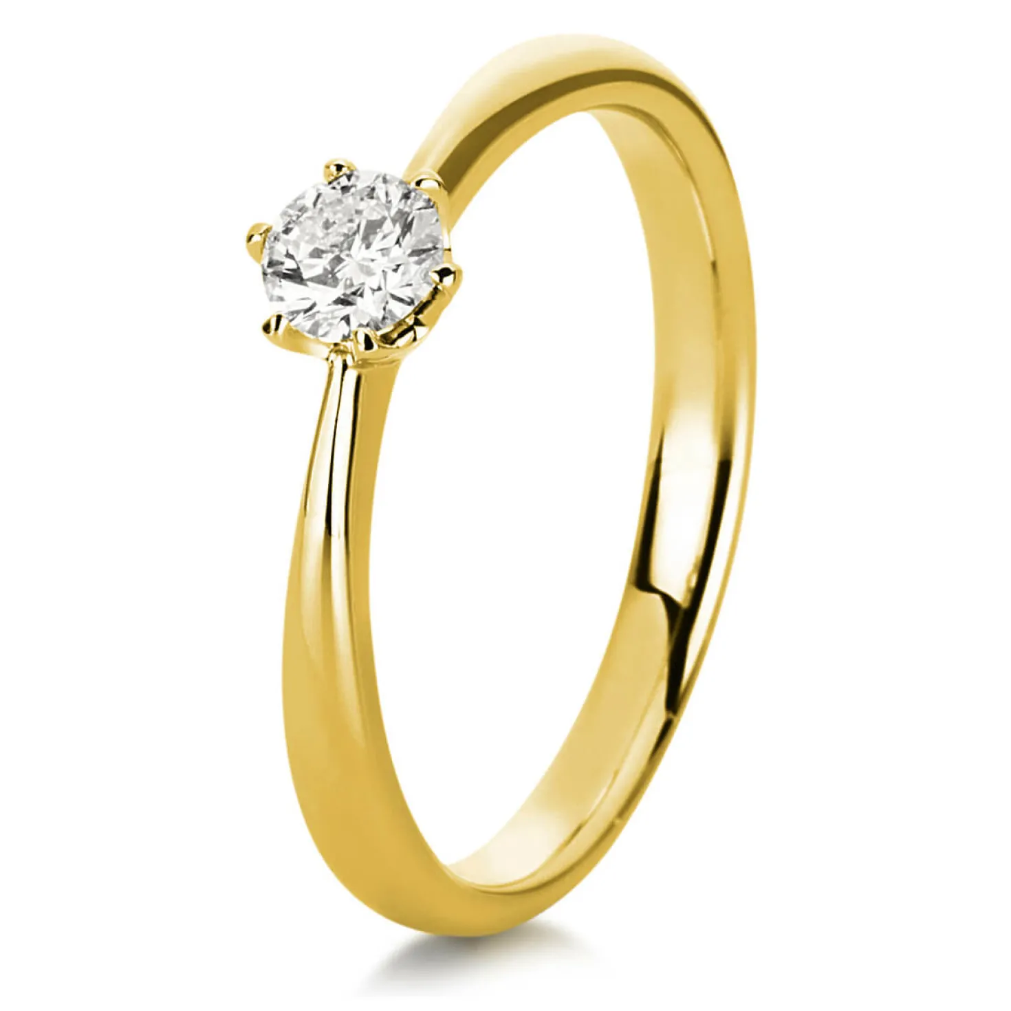 Solitär Ring Damenring 750 Gold Gelbgold mit Diamant Brillant 0,25 Ct 6er-Krappe