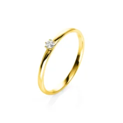 Solitär Ring Damenring 750 Gold Gelbgold mit Diamant Brillant 0,05 Ct 6er-Krappe