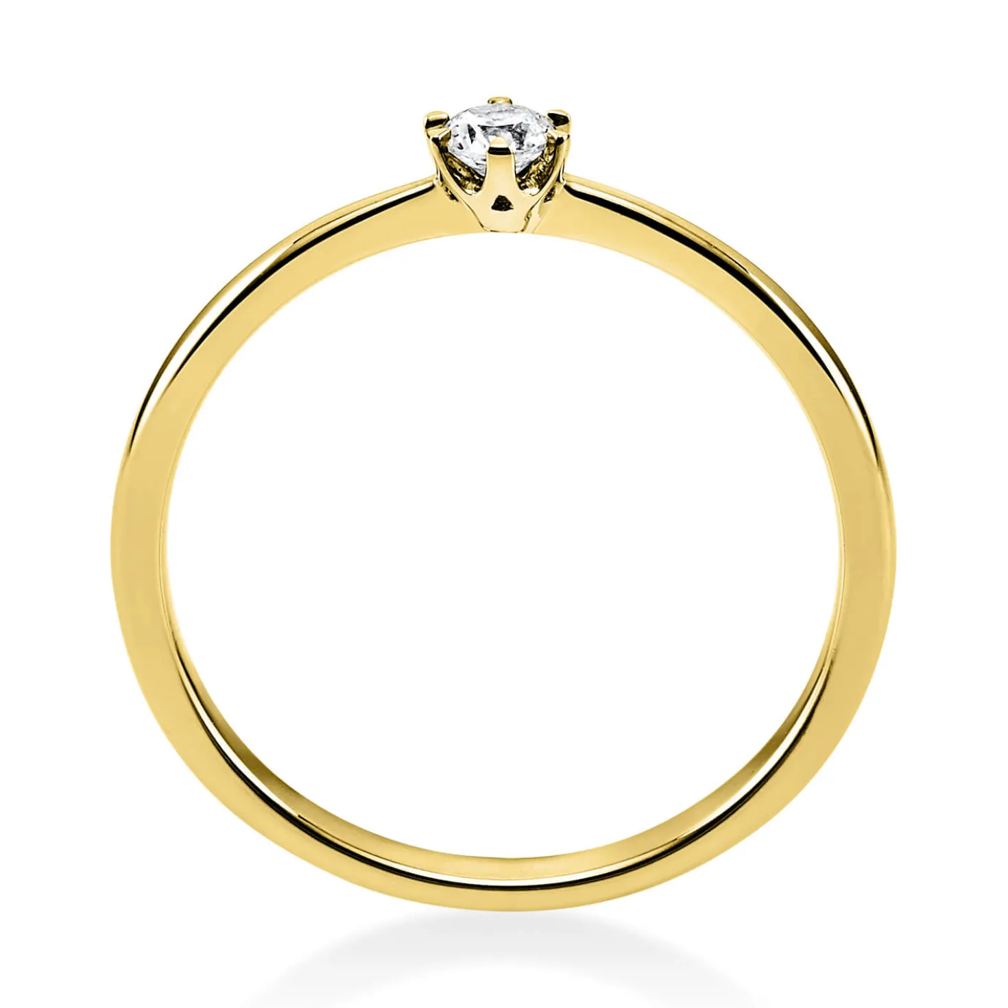 Solitär Ring Damenring 750 Gold Gelbgold Diamant Brillant 0,10 Ct. 6er-Krappe