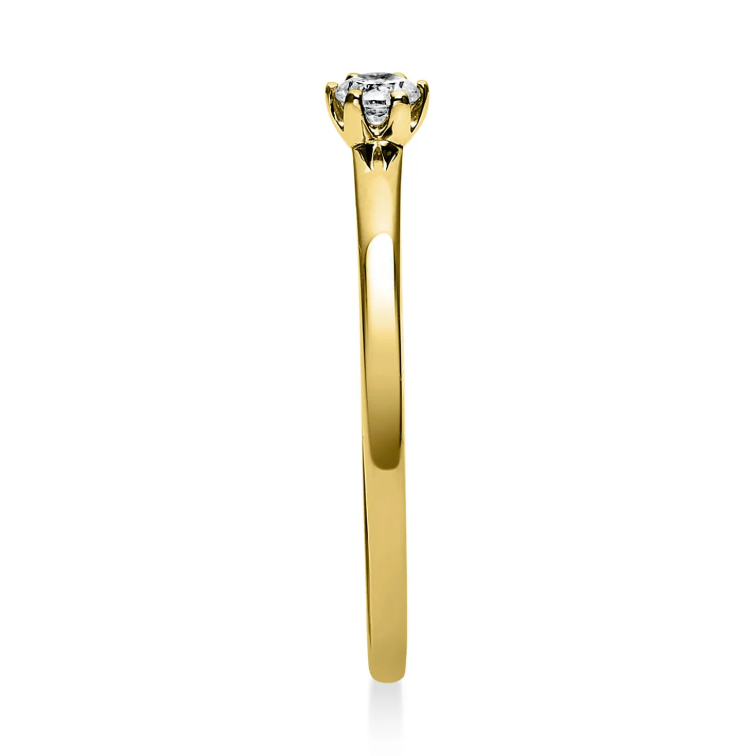 Solitär Ring Damenring 585 Gold Gelbgold Diamant Brillant 0,10 Ct. 6er-Krappe