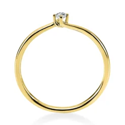 Solitär Ring Damenring 750 Gold Gelbgold mit Diamant Brillant 0,05 Ct 4er-Krappe
