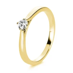 Solitär Ring Damenring 750 Gold Gelbgold Diamant Brillant 0,20 Ct. 4er-Krappe