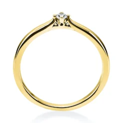 Solitär Ring Damenring 750 Gold Gelbgold mit Diamant Brillant 0,05 Ct 4er-Krappe