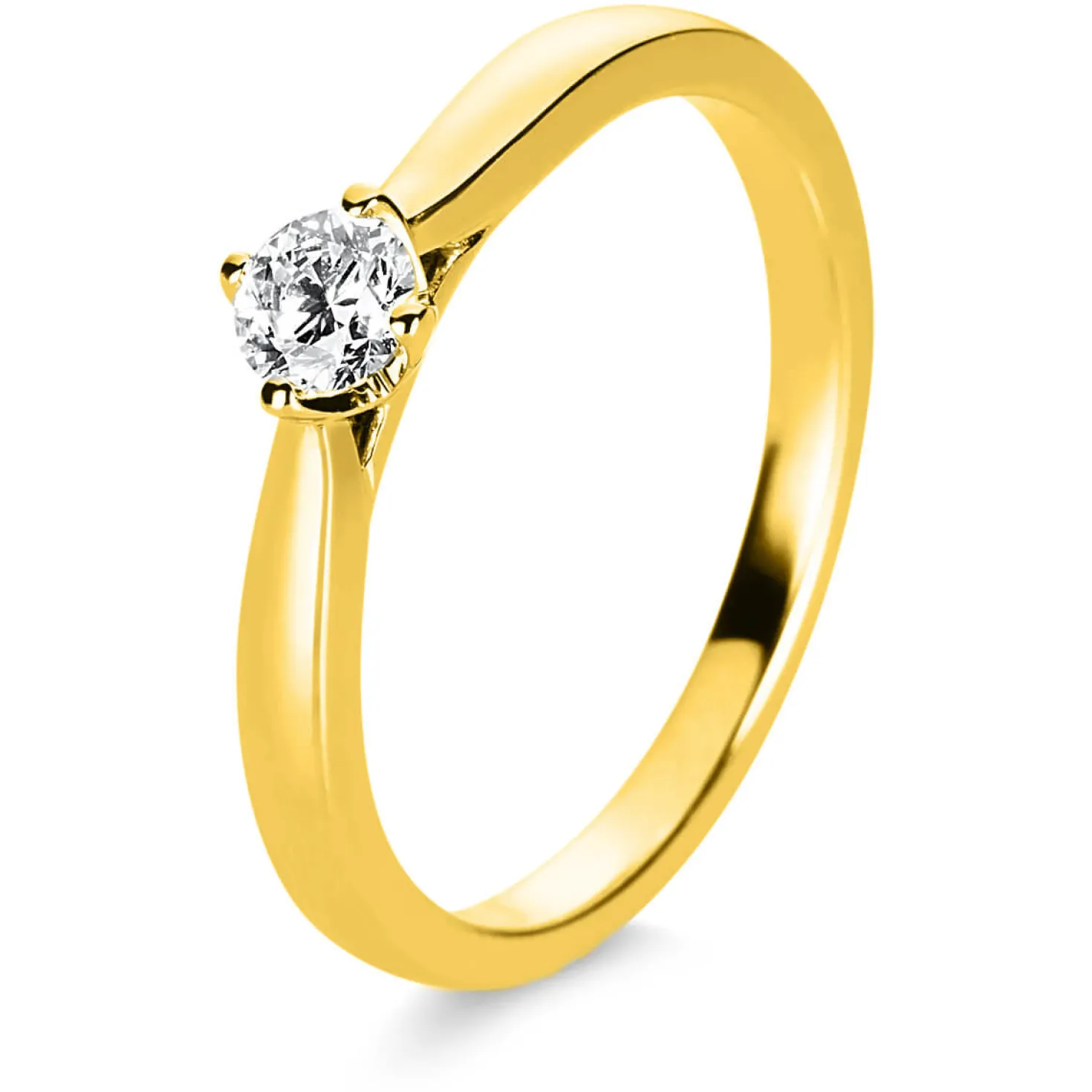 Solitär Ring Damenring 750 Gold Gelbgold mit Diamant Brillant 0,25 Ct 4er-Krappe