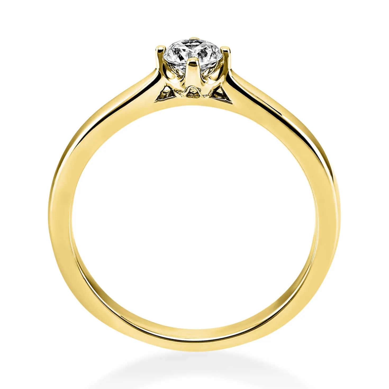 Solitär Ring Damenring 750 Gold Gelbgold mit Diamant Brillant 0,25 Ct 4er-Krappe