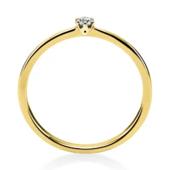 Solitär Ring Damenring 585 Gold Gelbgold mit Diamant Brillant 0,05 Ct 6er-Krappe