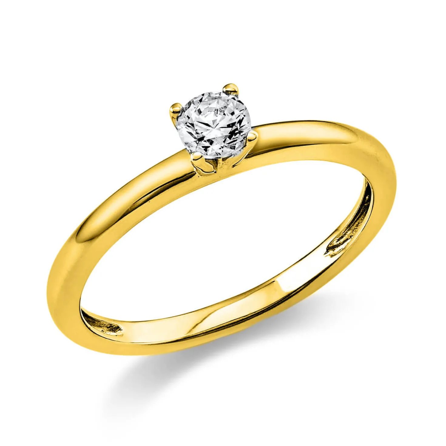 Solitär Ring Damenring 750 Gold Gelbgold Diamant Brillant 0,20 Ct. 4er-Krappe