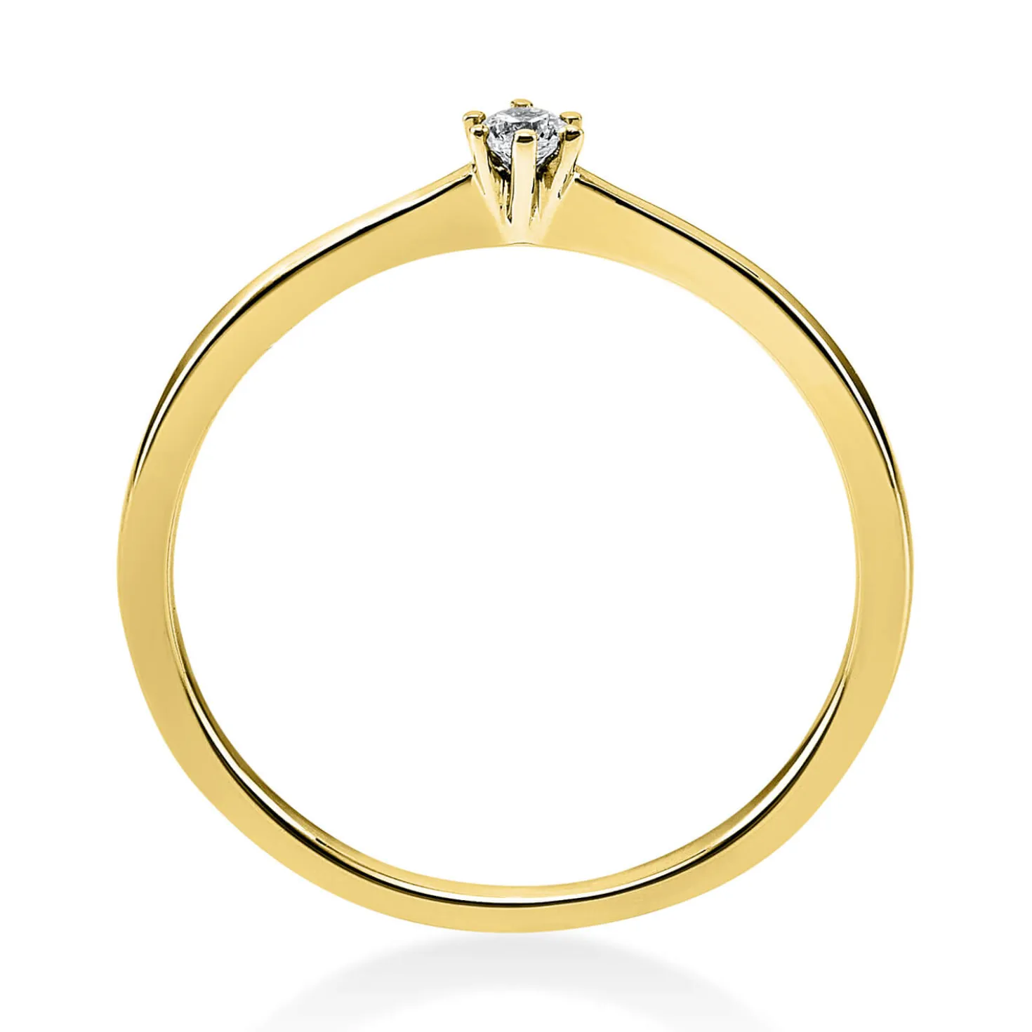 Solitär Ring Damenring 750 Gold Gelbgold mit Diamant Brillant 0,05 Ct 6er-Krappe