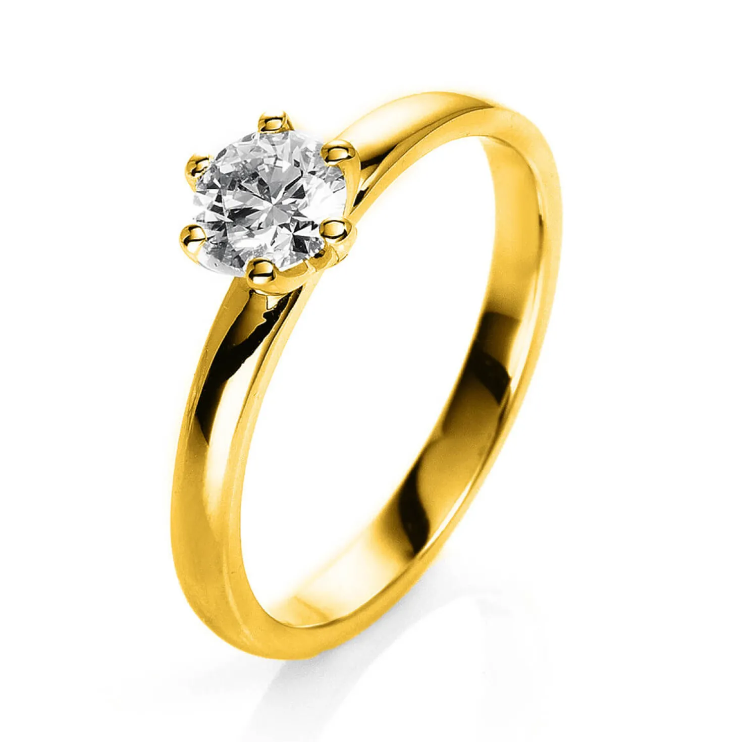 Solitär Ring Damenring 585 Gold Gelbgold Diamant Brillant 0,50 Ct. 6er-Krappe