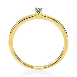 Solitär Ring Damenring 750 Gold Gelbgold mit Diamant Brillant 0,05 Ct 4er-Krappe