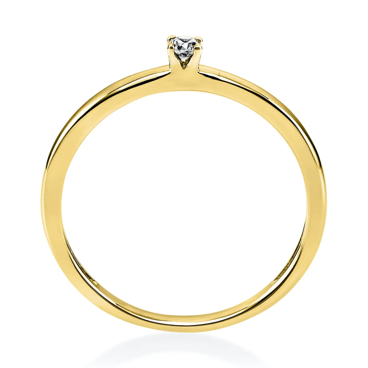 Solitär Ring Damenring 750 Gold Gelbgold mit Diamant Brillant 0,05 Ct 4er-Krappe